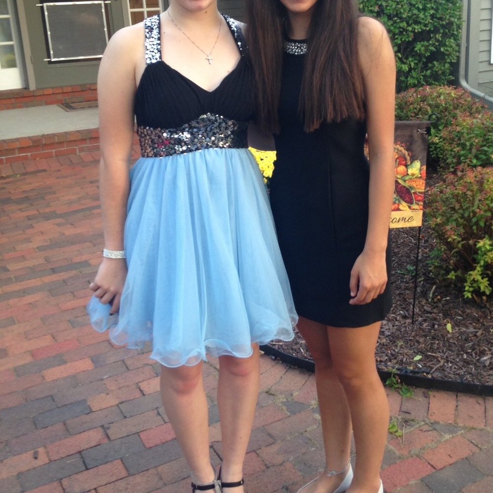 Blondie Nites by Stacy Skylar Short Blue/Black Halter Dress *Originally $139.00*